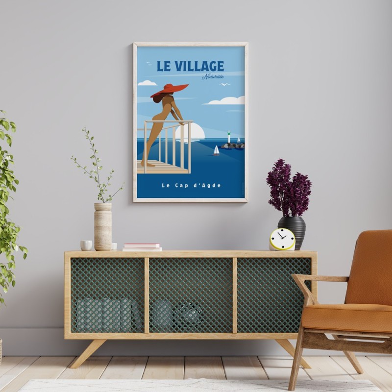 Affiche du Cap d'Agde avec vue du Fort Brescou par Mistral et Tramontane